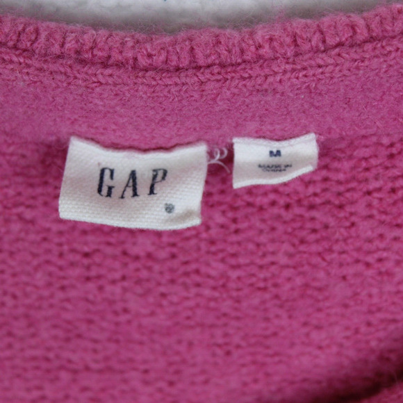 GAP Soft Alpaca Blend Knit Sweater Womens Medium Pink Cozy Y2K Classic - Picture 3 of 6